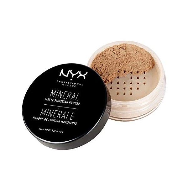 NYX Professional Makeup Poudre de Finition Minérale, Poudre Libre, Fini Mat, Contrôle de la Brillance, Teinte : Light/Medium