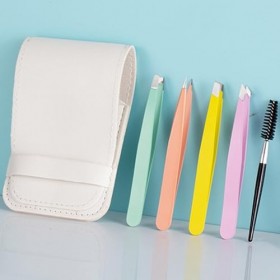 5 Pièces Pince à épiler Kit, Epilation Poil Incarné, Pincettes à Sourcils Ensemble De Précision Avec Brosse Pince a Epiler Pr