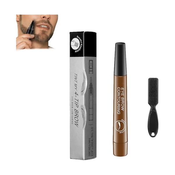 Elmyse Stylo de remplissage de barbe, kit de stylo de remplissage de barbe étanche avec brosse à barbe, crayon à barbe pour h