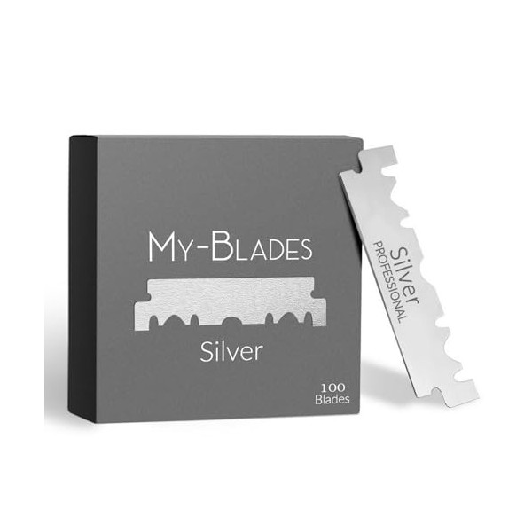 My-Blades Lot de 100 lames de rasoir à simple tranchant en acier trempé allemand, demi-lames pour rasoir et shavette