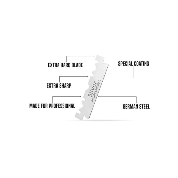 My-Blades Lot de 100 lames de rasoir à simple tranchant en acier trempé allemand, demi-lames pour rasoir et shavette