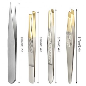 Disnace 4 Pièces Pince à Épiler les Sourcils, Professionnelle Pincettes en Acier Inoxydable, Antidérapant Pince à Épiler de P