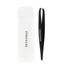 DESSANGE - Pince a Epiler - Mors Crabe - Noir - en Acier Inoxidable - Poil Fins - Pochette de Rangement - Anti-rouille - Acce