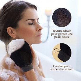 Gant exfoliant Corps Kessa [ 1 Gant de Gommage ] Gant de Crin pour Hammam et Spa, Gant de friction naturelle | Nettoie et Pur