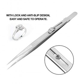 Pince à épiler réglable en diamant pour bijoux non magnétiques, pince de capture de verrouillage antidérapante en acier inoxy