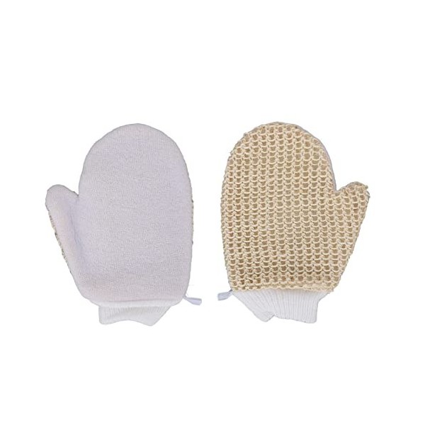 Gant de douche ergonomique en sisal pour enlever les peaux mortes et les voyages