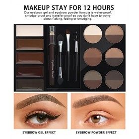 17 Colors Eyebrow Stamp Stencil Kit, Kit de Crayons à Sourcils Imperméables Super Longue Durée, Ensemble de Gel pour les Sour