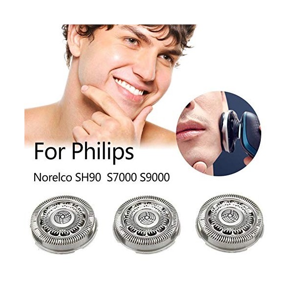 cuffslee Lot de 3 têtes de rasoir de rechange pour Philips Norelco SH90 S7000 S9000