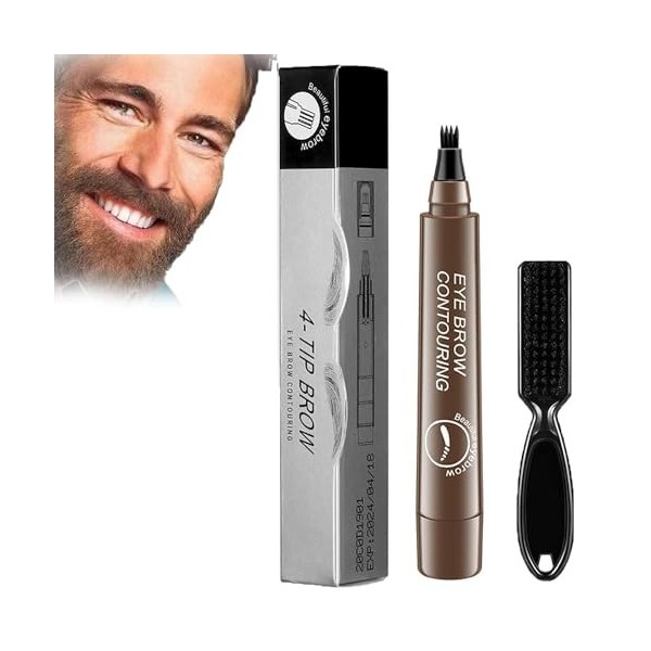 Elmyse Stylo de remplissage de barbe, kit de stylo de remplissage de barbe étanche, pour homme, 4 pointes de stylo de remplis