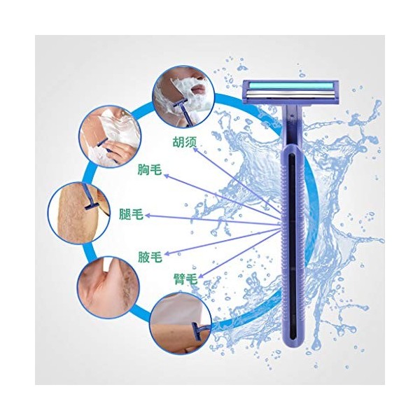 Lot de 10 rasoirs jetables en acier inoxydable avec poignée antidérapante pour homme et double recharge