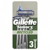 Gillette Sensor3 Recycled, Rasoirs Jetables Pour Homme, Lot De 3 Rasoirs Jetables