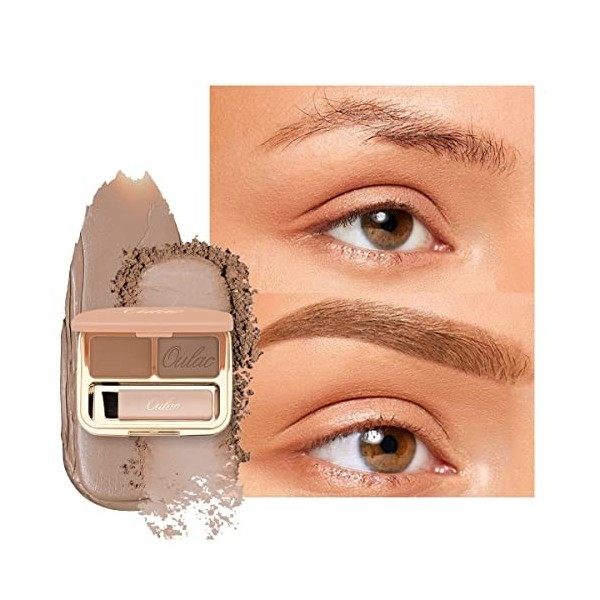 Oulac Palette à sourcils Waterproof-Gel À Sourcils Longue Tenue Maquillage Sourcil Poudre Cire à Sourcils 2 IN 1, Résultat Na