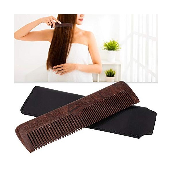 Peignes En Bois De Santal Noir Portables Pour Hommes, Modèle De Style De Barbe, Peigne à Cheveux Avec Sac De Rangement En Pu,