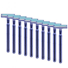 Lot de 10 rasoirs jetables en acier inoxydable pour tête et barbe