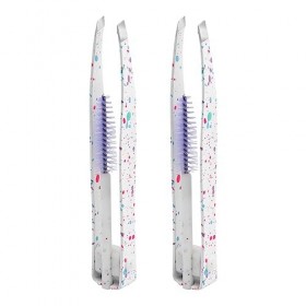 Lot de 2 pinces à épiler en acier inoxydable avec pinceau, pointes de précision professionnelles pour la maison et les voyage