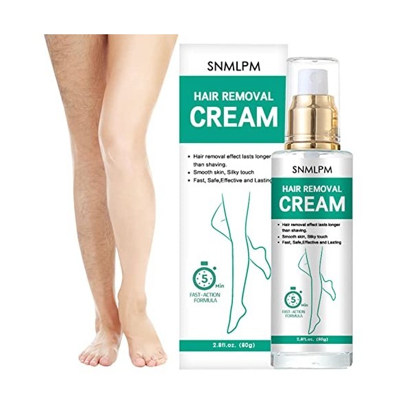 Crème Dépilatoire, 80g Crème Dépilatoire pour Les Visage Et Le Corps, Crème Dépilatoire Hydratante pour Les Peaux Sèches Et S