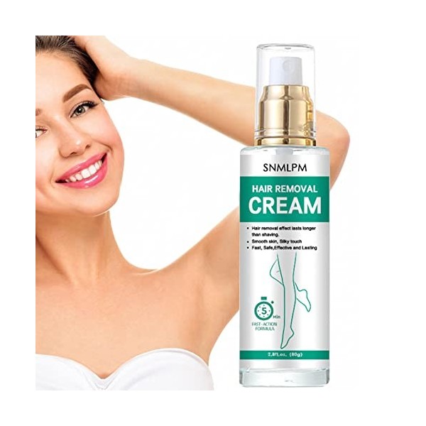 Crème Dépilatoire, 80g Crème Dépilatoire pour Les Visage Et Le Corps, Crème Dépilatoire Hydratante pour Les Peaux Sèches Et S