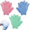 Gants Exfoliants,3 Paires de Gants de Bain Exfoliant en Luffa Naturel pour Douche Corps Gants Exfoliants