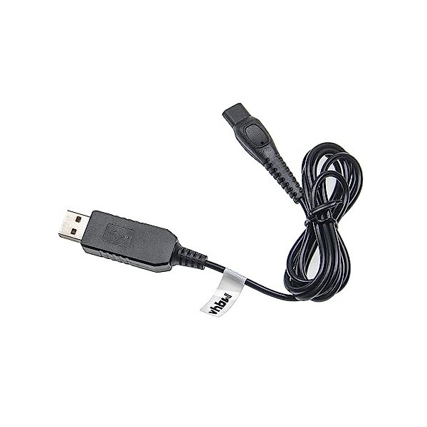 vhbw Câble USB de charge compatible avec Philips SERIES RQ1160/16, RQ1160/17, RQ1160/21, RQ1160/22 rasoir - Câble dalimentat