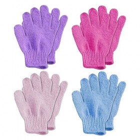 4 paires Gant Exfoliant Corps Gant Exfoliant Gommage Corps Manchons de douche multifonctions Gants de bain exfoliants réutili