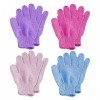 4 paires Gant Exfoliant Corps Gant Exfoliant Gommage Corps Manchons de douche multifonctions Gants de bain exfoliants réutili