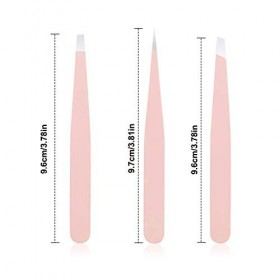 HQdeal Pince à Épiler-Lot de 3 Pièces pince à sourcils professionnelle, Pincettes en Acier Inoxydable avec Étui en Cuir Épila