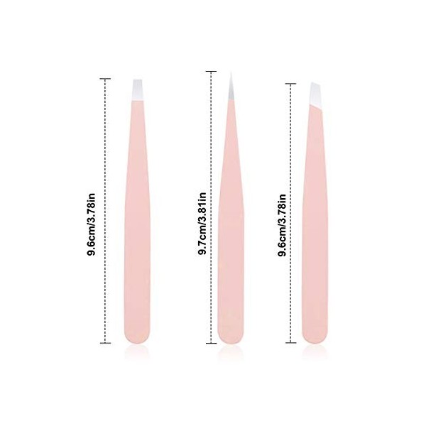 HQdeal Pince à Épiler-Lot de 3 Pièces pince à sourcils professionnelle, Pincettes en Acier Inoxydable avec Étui en Cuir Épila