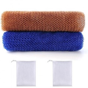 CUHZA 2 Filet de Bain, 2 filets moussants, Gant de Toilette Exfoliant, Eponge Douche, Eponge Exfoliante Corps, élimine la sal
