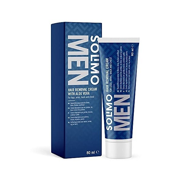 Marque Amazon - Solimo Men Crème dépilatoire jambes, bras, dos et poitrine, 80 ml