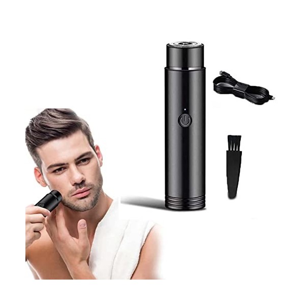 Mini Portable Electric Shaver, Waterproof Pocket Cordless Shaver, USB Rechargeable Rotary Razor, Wet and Dry Use, Mens Rotary