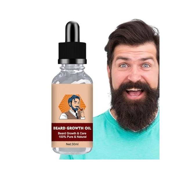 Huile de barbe pour hommes | Croissance des cheveux de moustache, huile de barbe pour la croissance des hommes - La crème hyd