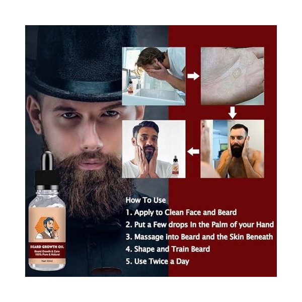 Huile à barbe pour hommes | Croissance des cheveux de moustache,Soin de la barbe 30 ml, hydratant pour la barbe, huile pour l