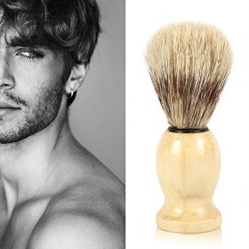 Brosse à Cheveux, Blaireau, Outil de Rasage des Poils du Visage avec Manche en Bois, Tête de Brosse Densément Remplie de Chev