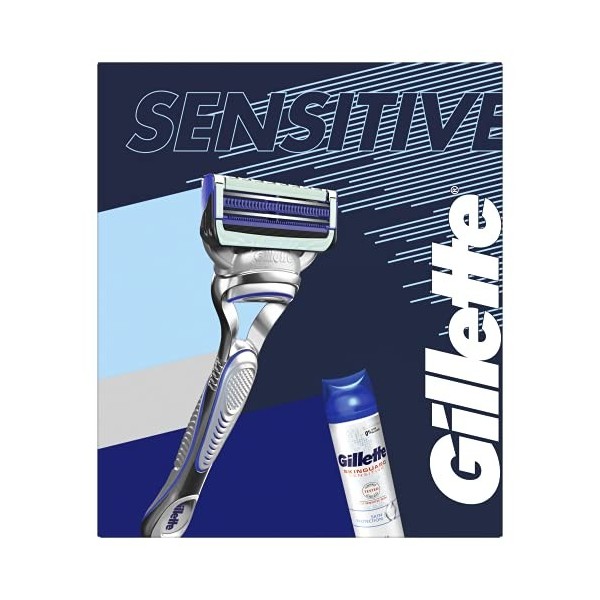 Gillette Skinguard Coffret Cadeau Pour Homme, 1 Skinguard Rasoir + 1 Gel À Raser, Idée Cadeau Homme/Papa