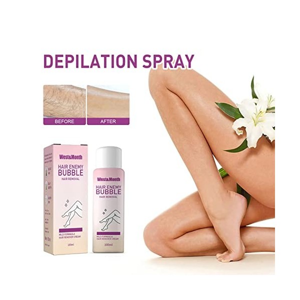 Ravcerol Spray dépilatoire Naturel - 100 ML dépilation indolore enlevant la pulvérisation, Jambe/aisselles/Zone Bikini/Autre