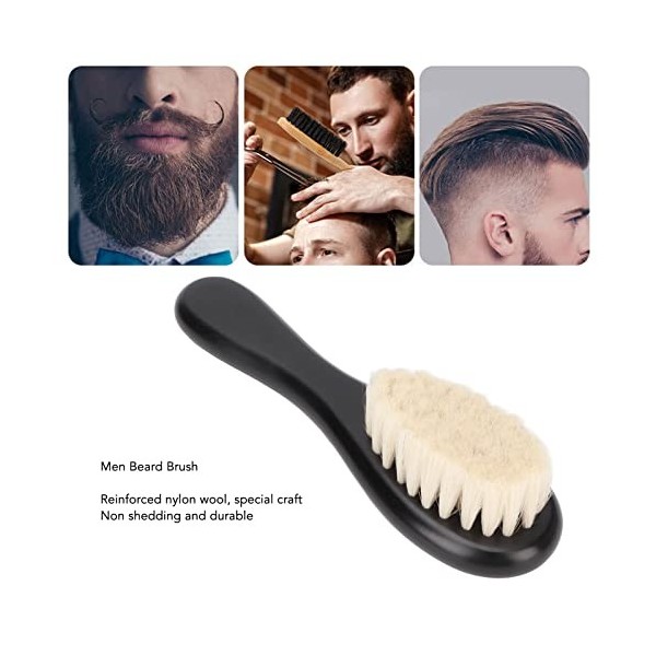 Brosse à Barbe de Barbier avec Cheveux Doux, Poils en Nylon Durables, Brosse de Toilettage à Barbe, Poignée Ergonomique, Douc