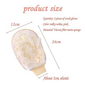 Lot de 2 gants de bain, gants de bain exfoliants, éponge de bain, nettoyage en profondeur de la peau, pour hommes et femmes 