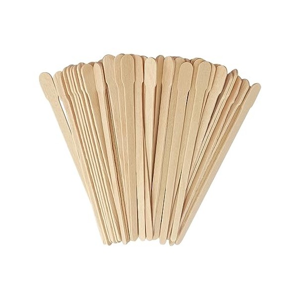 Lot de 300 bâtonnets de cire pour épilation corporelle - Bâtons applicateurs en bois - Convient pour les soins de beauté de l