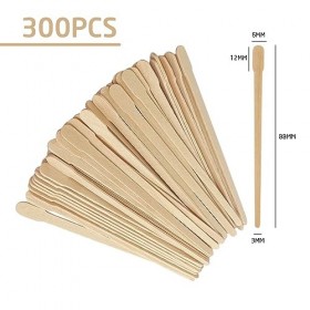Lot de 300 bâtonnets de cire pour épilation corporelle - Bâtons applicateurs en bois - Convient pour les soins de beauté de l