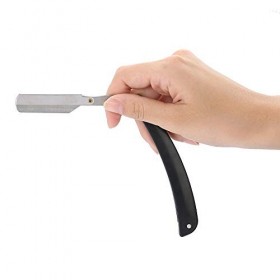 Rasoir pliant pour hommes， Rasoir à barbe traditionnel, Tondeuse à barbe de salon pliante Coupe de lame de rasoir et manche e