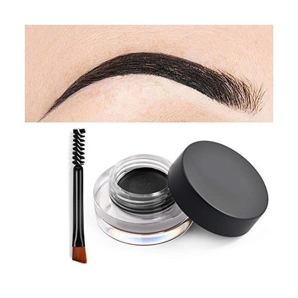 Xzeemo 3g Makeup Pommade pour Sourcils, Gel Crème Sourcils avec Brosse à Sourcils brun foncé 