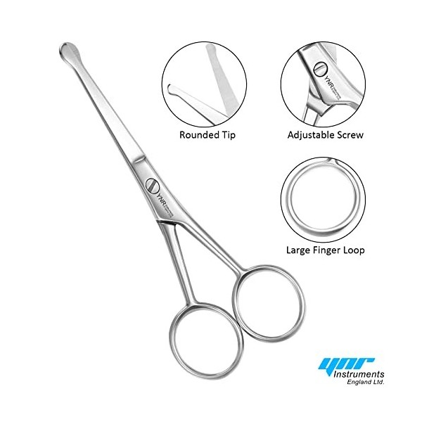 Ciseaux à poils de nez de qualité supérieure de 10 cm, pointe arrondie pour couper les poils du visage, des oreilles, des sou