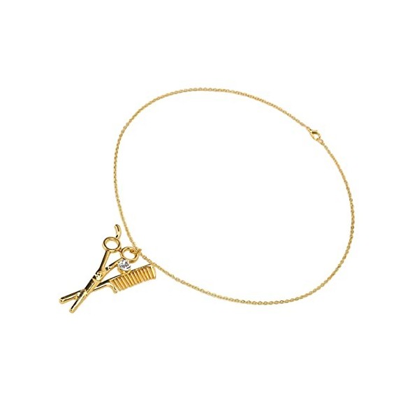 Pendentif de Barbier, Pendentif Peigne à Ciseaux, Cadeaux en Alliage Fait à la Main pour le Quotidien GOLD 