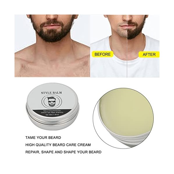 Crème à Barbe, Baume à Barbe, Crème Coiffante Hydratante pour Barbe, Crème pour Barbe et Gommage pour Toutes les Longueurs de