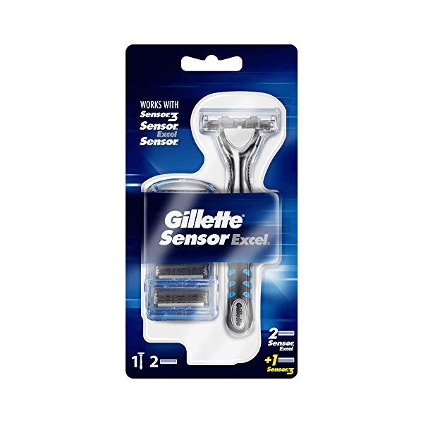 Gillette Rasoir Homme Sensor Excel + 2 Lames Sensor Excel + 1 Lame Sensor3 [OFFICIEL]