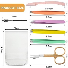 Lot de 7 Pince à Épiler, pince a epiler en Acier Inoxydable, Pince à épiler Professionnelle, Pince à Sourcils de Précision po