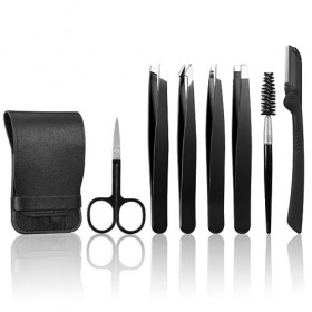 BillyBath 7 Pièces Pince à Épiler - Pince à Épiler de Précision - Professionnelle Kit pour Sourcils pour Enlèvement des point