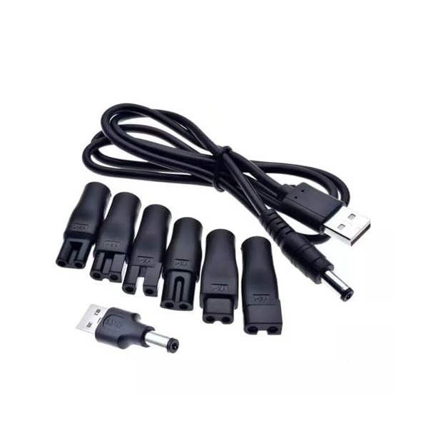 Câble dalimentation USB 5 V compatible,Chargeur de rasoir 5 V,6 fiches USB multifonction pour tous les types de tondeuses él