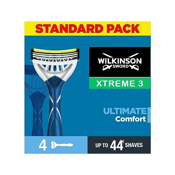 Wilkinson - Xtreme 3 Ultimate Plus - Rasoirs jetables masculins - Pack de 4