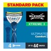 Wilkinson - Xtreme 3 Ultimate Plus - Rasoirs jetables masculins - Pack de 4